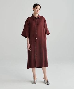  【ReNAVE  洗える】アセテートギャバシャツドレス