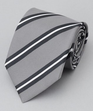 GOTAIRIKU GOTAIRIKU別注【日本製】シルク ネクタイ_ストライプ ライトグレー系1