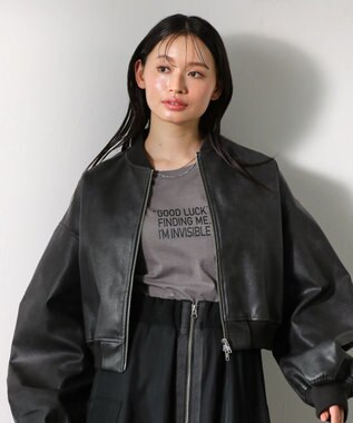 Green Parks ・ＥＬＥＮＣＡＲＥ　ＤＵＥ　合皮ＭＡ－１ブルゾン Black