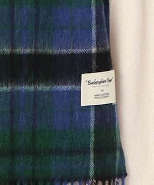 MOONBAT 【WEB限定】MACKINTOSH PHILOSOPHY ウール100%バッキンガムベア チェックマフラー (パッケージ付き) スカイブルー