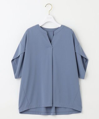 ANY SIS 【接触冷感・吸水速乾・UVケア】エアリードレープスムーススキッパー ブラウス スモーキーブルー