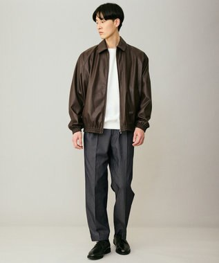 UNFILO MENS アラエルレザーライク ブルゾン ダークブラウン