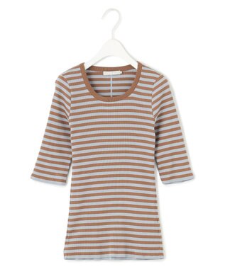 ICB 【洗える】4×2リブ プルオーバー キャメルボーダー系