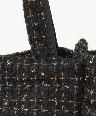 TOCCA 【ヨンア×大人百花×TOCCAコラボカラー有り】PRECIOUS WAVES BAG WITH POUCH ポーチ付きトートバッグ ブラックツイード