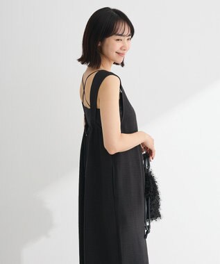 Green Parks 接触冷感麻調ゆったりサロペット Black