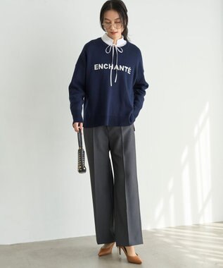 UNFILO イージーケア ワイドパンツ チャコールグレー