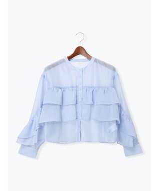 Te chichi シアーフリルティアードブラウス サックスブルー