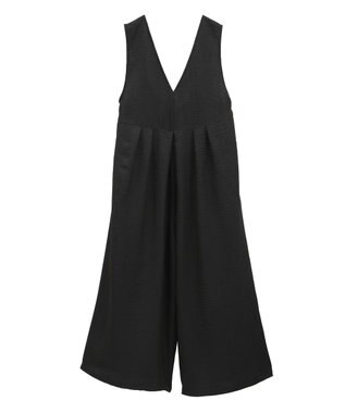 Green Parks 接触冷感麻調ゆったりサロペット Black