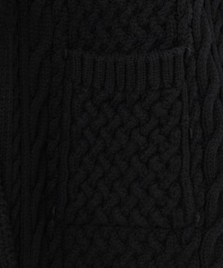 自由区 【洗える】アランパターンファーコンビ ニットガウン ブラック系