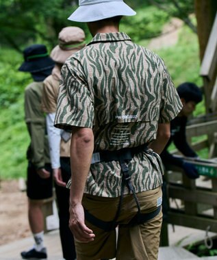 PW CIRCULUS 【MEN】ストライプカモフラ メッシュポケットシャツ ゴルフ カーキ系5