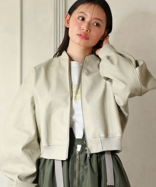 Green Parks ・ＥＬＥＮＣＡＲＥ　ＤＵＥ　合皮ＭＡ－１ブルゾン Ivory