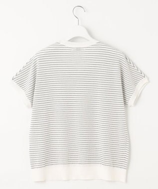 J.PRESS LADIES L 【洗える・抗菌防臭】コットンアセテート ボーダー ドルマン ニット ホワイト系1