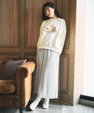 Feroux シャギーナロー スカート ライトグレー系