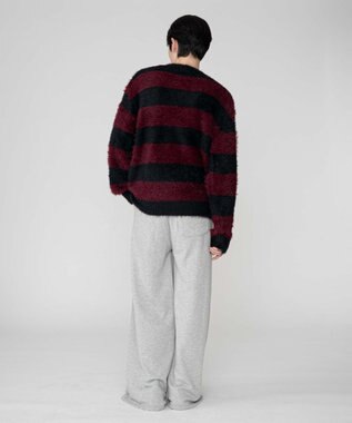 WEGO 【2025秋冬新作/ユニセックス着用ITEM/MLサイズ展開】フェザーニットプルオーバー レッドボーダー