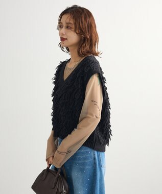 Green Parks ループニットベスト Black