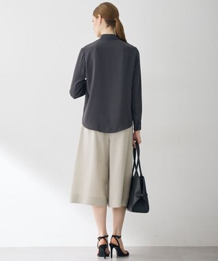 ICB L 【6/12-6/28期間限定・受注生産】BackSatinAmunzen ボウタイブラウス チャコール×ブラック