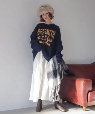 WEGO 【ユニセックス着用ITEM/MLサイズ展開/25年秋冬新作】ファジーグラフィックプルオーバー ネイビー