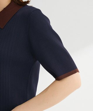 Green Parks 配色ニットポロ Navy
