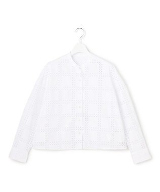 ICB L スクエアエンブロイダリー クロップドシャツ オフホワイト