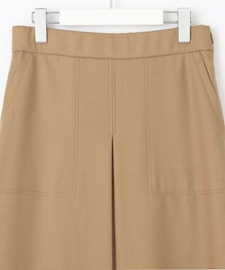 自由区 【洗える】ウォッシャブルハイカウントフラノ タックスカート キャメル系