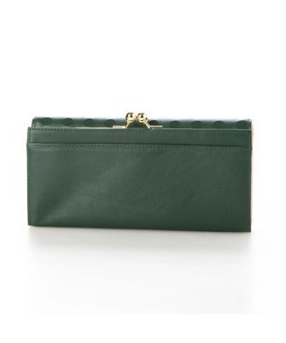 UNBILLION perche 牛革×ハラコ風ドットダブルかぶせ長財布 グリーン