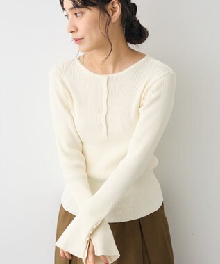 CRAFT STANDARD BOUTIQUE ヘンリーネック袖フレアプルオーバー Off White