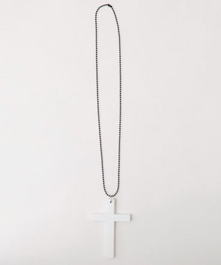 WEGO Lウッドクロスネックレス ホワイト