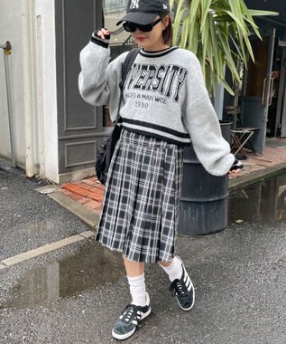 WEGO ラインリブフラッフィーショートニット ライトグレー