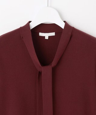 自由区 L レーヨンストレッチブラウスライク ニット ボルドー