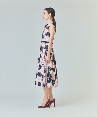 GRACE CONTINENTAL バイカラーボタニカルドレス ピンク