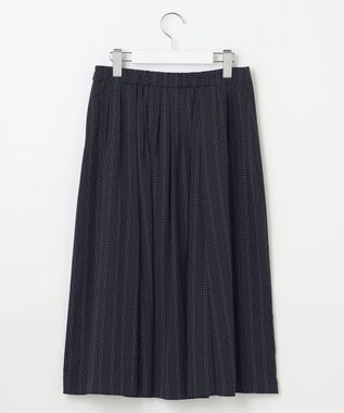 J.PRESS LADIES L 【洗える】ドットデシンプリント タック スカート ネイビー系