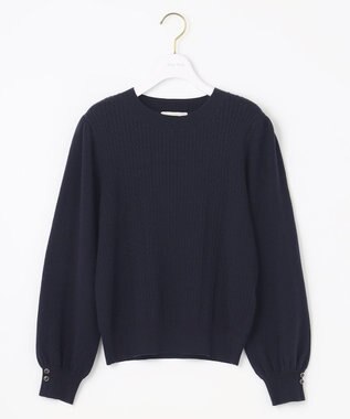 ANY SIS 【CICA加工】ケーブルポイント ニット ネイビー