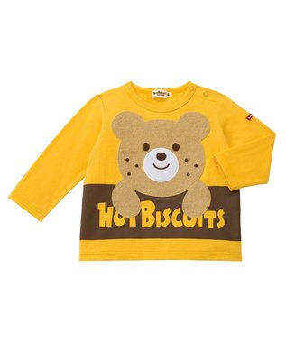 MIKI HOUSE HOT BISCUITS 【80-120cm】 ロゴ×キャラクター 長袖Tシャツ 黄