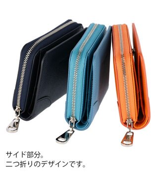 tsumori chisato CARRY ラックスtcネーム ラウンドファスナー 2つ折り財布 ブルー