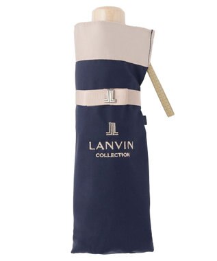 MOONBAT 【晴雨兼用日傘】ランバン コレクション（LANVIN COLLECTION） 折りたたみ日傘 グログランリボン ディープブルー