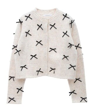 Green Parks ・ＡＮＤＳＥＡＲＣＨ　メニーリボンニットカーディガン Beige