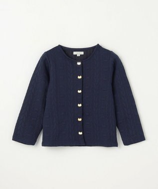 ANY KIDS ふくれジャガードカーディガン ネイビー