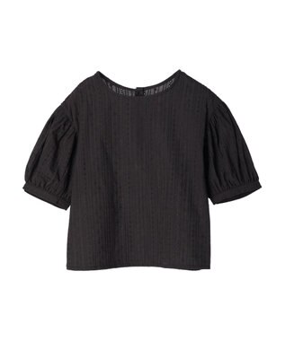 earth music&ecology 刺繍パフスリーブブラウス Black