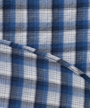 JOSEPH ABBOUD 【サスティナブル】リヨセルリネンチェック 半袖シャツ ブルー系3