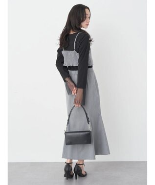 earth music&ecology ピンストライプマーメイドスカート Stripe Light Gray