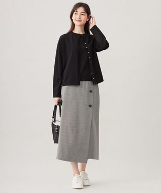 自由区 L 【アンサンブル対応・洗える】アセテートコットン カーディガン ブラック