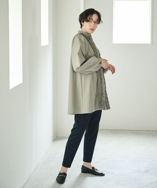 #Newans 【シワになりにくい/洗濯機可能】ロングフリルチュニック グレー