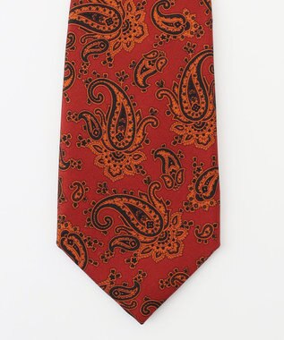 J.PRESS MEN オーバーダイペイズリーハンドプリント ネクタイ レッド系6