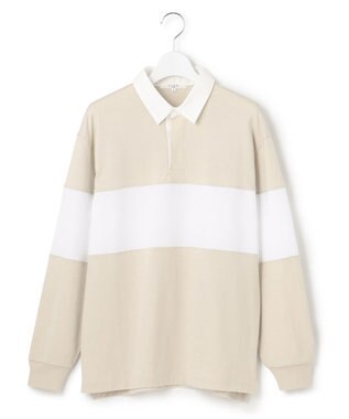 23区 【SLOW】コンパクトシングルジャージー ラガーシャツ フロスト×アイボリー