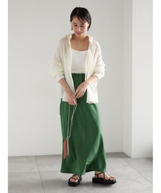 Te chichi バイアスサテンスカート グリーン