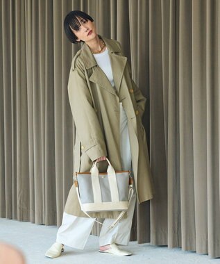 TOPKAPI 【Breath TOPKAPI】スコッチグレイン ネオレザー トート バッグ ショルダー付き M ライトグレー