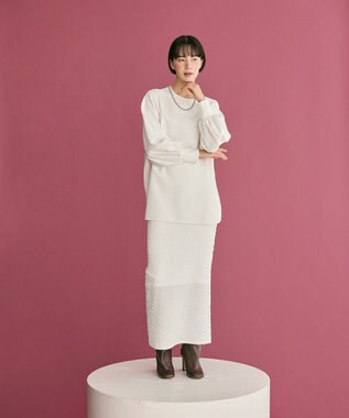 #Newans 【洗濯機可】シャーリングカフスパウダリーブラウス ホワイト