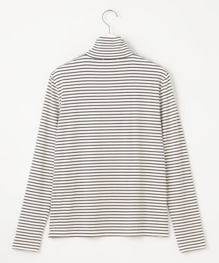 J.PRESS LADIES L タートルジャージー ボーダー カットソー グレー系1