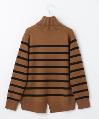 J.PRESS LADIES S 【洗える】MERINO CASHMERE オフタートル ボーダー ニット キャメル系1