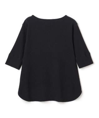 BEIGE， 【洗える】GLOBE / コットンリブ7分袖カットソー Black